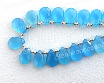 ブルーカルセドニー　ハート ファセットカットのブルーカルセドニーハート宝石：トップドリル加工