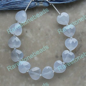 Blue Chalcedony, 10 Pieces,  Carving gemstone, Heart shape stone, Drilled heart shape, Chalcedony heart, Drill stone, heart size 12x12 mm
