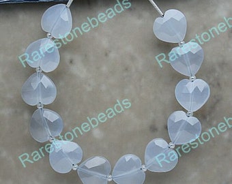 ファセットカットのブルーカルセドニーハート宝石：トップドリル加工