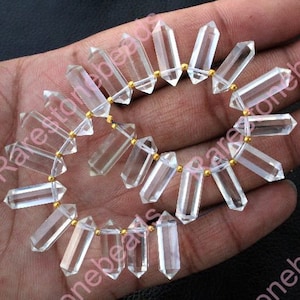 Clear Quartz Gemstone, 10 Pieces, Top drilled gemstone, Faceted Crystal, Loose Fancy stone, Crystal Beads, Clear Quartz Pencil Size 6x20 mm