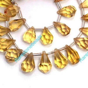 Citrine Gemstone, 15 Pieces, Top drilled gemstone, Fancy Teardrop, Citrine Treardrop, Faceted Citrine, Citrine Glass, Teardrop size 9x15 mm