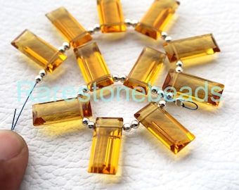 Piedra preciosa citrina, 15 piezas, piedra preciosa suelta, citrino en bruto, piedra preciosa perforada en la parte superior, citrino, piedra facetada, vidrio citrino, tamaño 6 x 16 mm