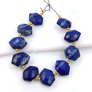 Lapis Lazuli 10 Pieces, Drilled gemstone, Natural Lapis Lazuli, Faceted gemstone, loose lapis beads, drill Lapis Lazuli, size 10x14 mm stone