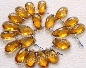 Citrin Edelsteine, 10 Stück, gebohrte Edelsteine, facettierte Edelsteine, Citrin Glasperlen, lose Edelsteine, Citrine, Tropfengröße 8 x 16 mm Perlen