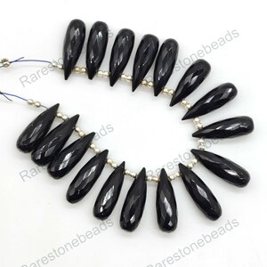 Black Onyx Teardrop, 8 Pieces, Faceted gemstone, Teardrop beads, Top drilled gemstone, Black Onyx Jewelry, Onyx Teardrop, Beads size 6x20 mm