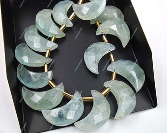 Natural Aquamarine, 8 Pieces, natural gemstone, crescent moon, Aquamarine Moon, Carving Aquamarine Moon, Faceted gemstone Moon size 7x18 mm