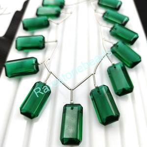 Emerald, 10 Pieces, Drilled gemstone, Emerald Beads, Faceted gemstone, Loose gemstone, Emerald  Color Glass, Emerald Stone size 10x20 mm