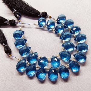 Blauwe topaaskralen, 10 stuks, facetkralen, geboorde topaas, microfacetsteen, blauwe topaasglas, topaassieraden, kralenmaat 10 x 14 mm