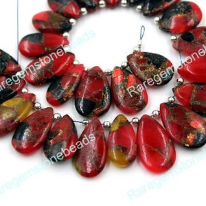 Orange Schwarz Kupfer Türkis Edelstein, kalibrierter Edelstein, gebohrter Edelstein, Menge 10 Stück, Türkis für Anhänger, Größenmix 14x18 MM