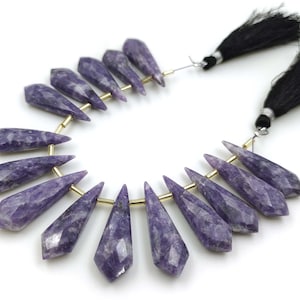 Lepidolite Gemstone, 10 Pieces, Natural Gemstone, Drilled gemstone, Lepidolite Jewelry, Fancy shape stone,Top drill Lepidolite size 10x30 mm