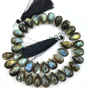Labradorite Teardrop, 10 Pieces, Natural Labradorite, Multi Flash Labradorite, Drilled gemstone, Faceted Teardrop, Labradorite size 10x15 mm