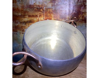 Vintage Wear-Ever Hallite 5.5 Qt Aluminum Stock Pot 2106 Copper Handles USA