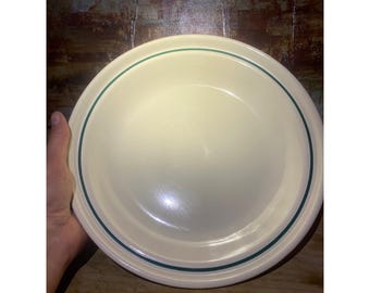 Longaberger Pottery Woven Traditions Ivory Heritage Green 9 Inch Pie Plate Dish