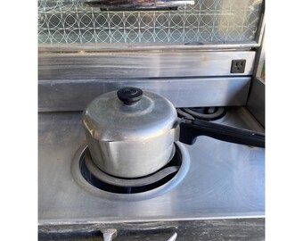 Vintage Aluminum Saucepan with Lid Silver Retro MCM Cookware 1 Quart Small Pot