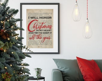 Charles Dickens Print | 16" x 20" Print |  Vintage Book Page Art | Christmas Wall Hanging | Christmas Decor | Decorations Noel