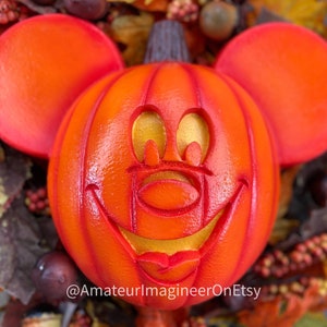 Mickey Pumpkin Accent Piece + 1 or 2 LED Lights, includes Timer Remote