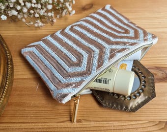 Small makeup bag made of Moroccan fabric with a geometric pattern - handmade in Hamburg