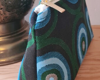 Kosmetiktasche aus Stoff – Schminktasche retro & vintage, abstraktes Design, handgefertigte Make-up-Tasche