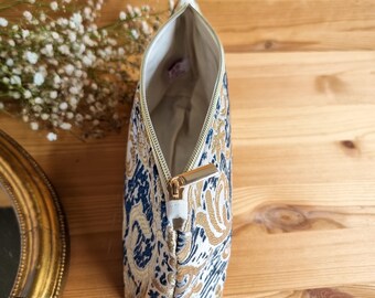 Oriental cosmetic bag with floral pattern