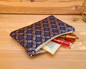 Small makeup bag with diamond pattern, silver – handmade in Hamburg