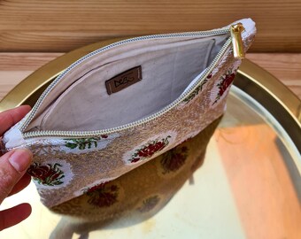 Boho cosmetic bag made of Moroccan fabric with floral pattern - handmade in Hamburg