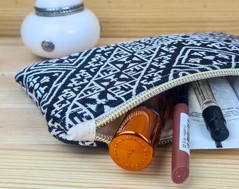 Kleine Kosmetiktasche aus marokkanischem Stoff | Tarz-el-Fesi Muster, Ethno Style, handgemacht