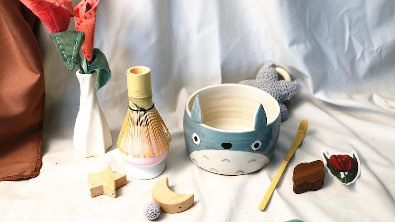 Anime Ceramic Matcha Bowl Set, Custom Hand-painted Matcha Bowl, Personalized Matcha Bowl for Tea Lovers
