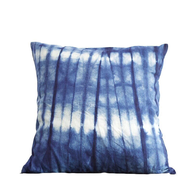 Blue And White Boho Throw Pillow Abstract Cotton And Linen Etsy