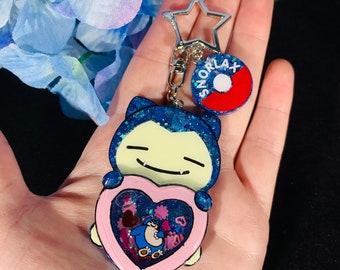 Snorlax Heart Keychain Shaker