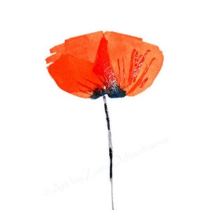 Poppy Art Print Red Poppy Watercolor Painting Poppies Wall Art Red Flower Floral Decor Poppy Artwork Nature Botanical Flower Field Bright