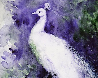 雪の中のタンチョウ オリジナル水彩画 タンチョウヅル タンチョウ 雪の