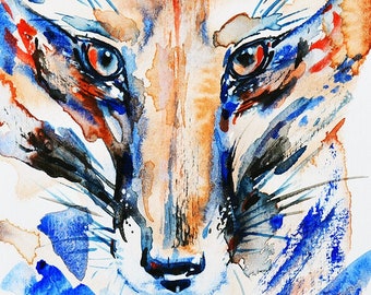 Fox 5 x 7" Art Print Foxes Red Fox Watercolor Painting Wildlife Colorful Animals Woodland Wild Fox Eyes Foxes Artwork Fox Lovers Art Decor