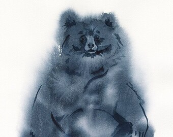 Funny Bear Original Watercolor Painting Bear Wall Art Fluffy Bear Kids Room Nursery Art Decor Cute Animals Wildlife Art Rustic Woodland Art