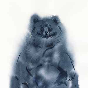 Funny Bear Original Watercolor Painting Bear Wall Art Fluffy Bear Kids Room Nursery Art Decor Cute Animals Wildlife Art Rustic Woodland Art
