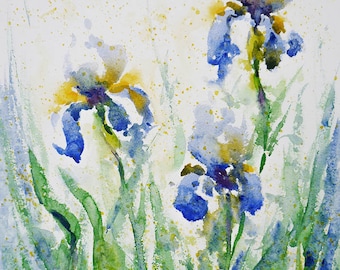 Irises - original watercolor painting on paper - irises, iris painting, iris watercolor, floral art, flowers, nature art, floral watercolor