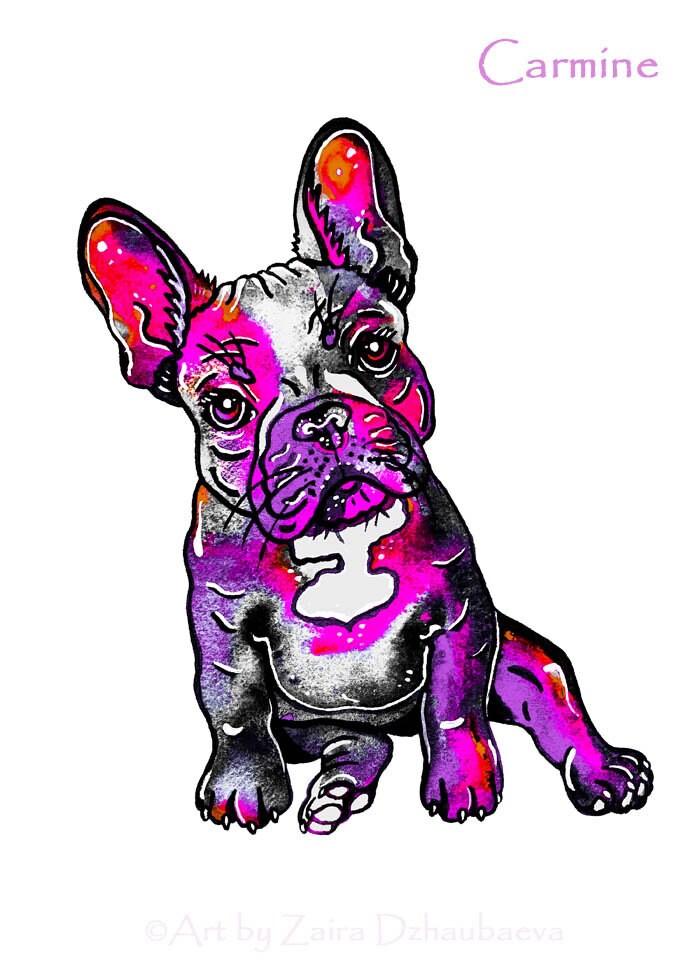 カラフルなフレンチブルドッグのアートプリント かわいいフレンチ