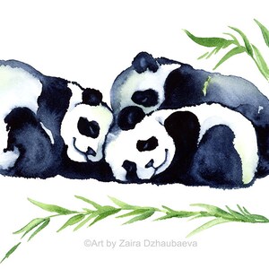 Sleeping Baby Panda Nursery Kids Room Wall Art Print Panda Bear Watercolor Painting Pandas Cubs Cute Baby Animals Sleeping Animals Decor Art