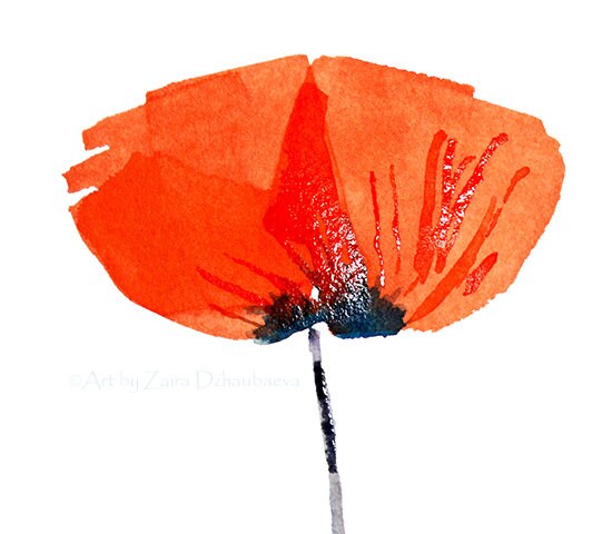 Poppy Art Print Red Poppy Watercolor Painting Poppies Wall Art Red ...