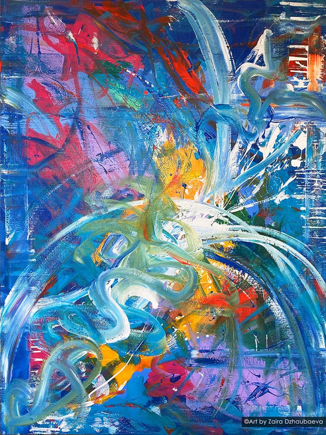 Large Abstract Expressionism Original Acrylic Painting on Canvas ...