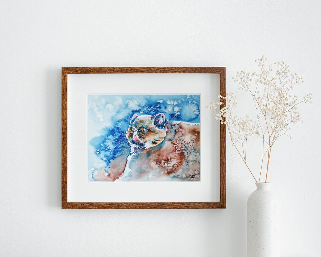 Persian Cat Wall Art Print Persian Longhair Watercolor Etsy