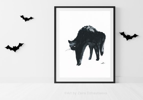 原画#3097　黒猫　猫　薔薇　花　水彩画　ドローイング　インテリア　アート　絵 原画#3097 黒猫 猫 薔薇 花 水彩画 ドローイング インテリア