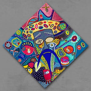 Don Quixote Original Acrylic Painting Canvas Miguel de Cervantes La Mancha Colorful Abstract Wall Art Decor Rhombus Artwork Christmas Gift
