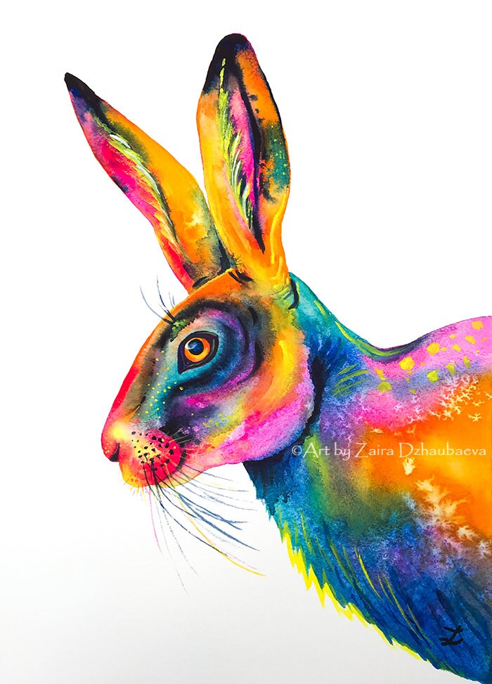 カラフルなウサギのウサギの壁アートプリント保育園子供部屋ウサギ