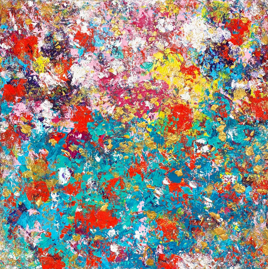 Colorful Abstract Painting Original Acrylic Art on Canvas Bold