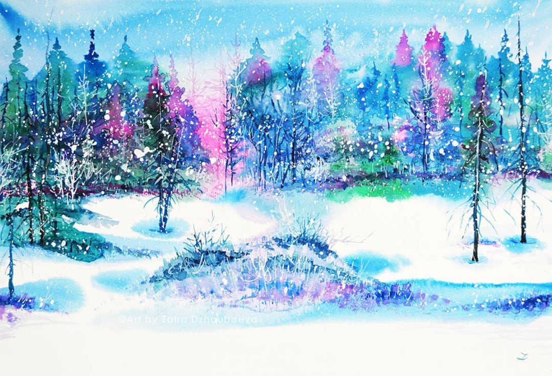 Winter Forest Wall Art Print Christmas Woods Snowy Trees Landscape Snow