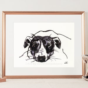 Greyhound Original Ink Drawing Black and White Galgo Dog Portrait Sighthound Greyhound Mom Dad Parent Sleepy Greyhound Resting Greyhound Art