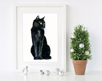 窓の上の猫 5 x 7 アートプリント リンクスポイント シャム猫 水彩画