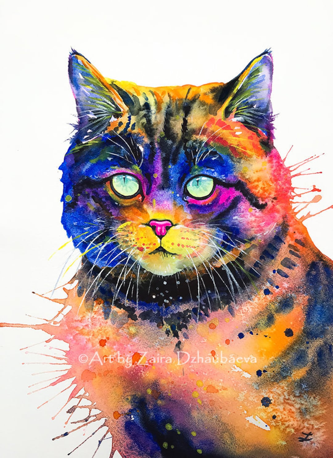 cat in flowers  ハンドメイドパステル画　絵画アート原画 子猫と魔法の花園 ハンドメイドパステル画 絵画アート原画
