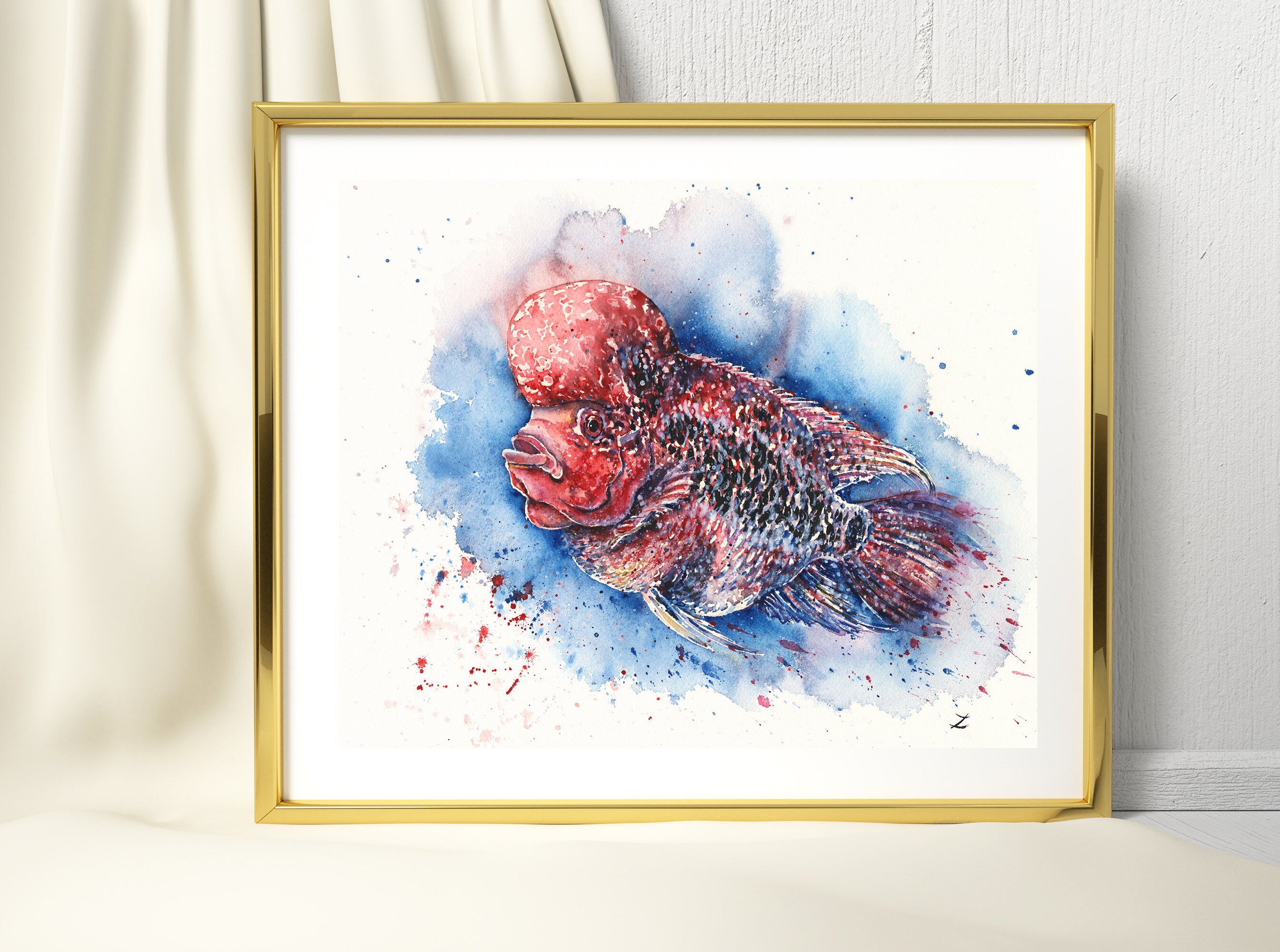 クリスタルブルー 魚のアート作品 62/150