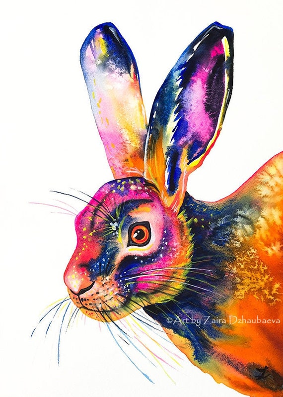 絵画 油絵 原画 動物 うさぎ ポップ グリーン ピンク アート F4